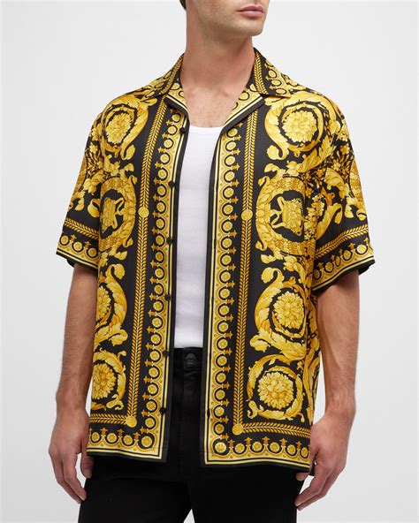 versace black and gold silk shirt|Versace silk shirts for cheap.